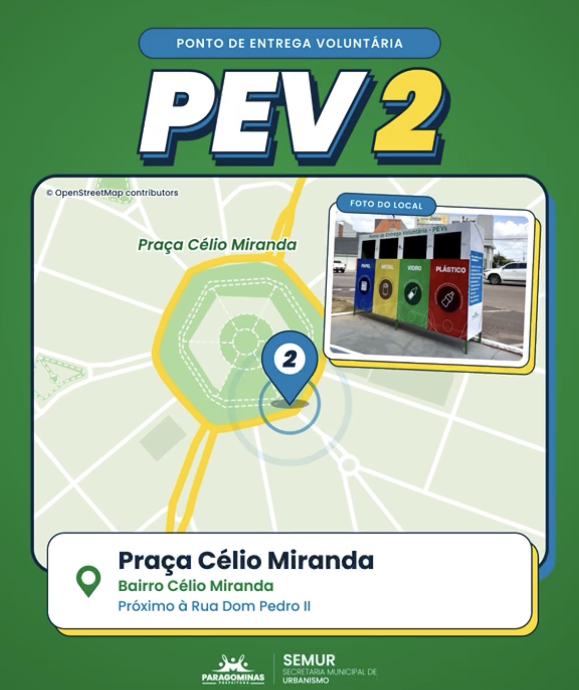 Ponto de coleta seletiva disponível para a população de Paragominas